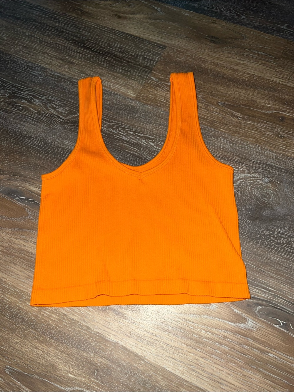 Women’s Ribbed V-Neck Crop Tank Top - Orange